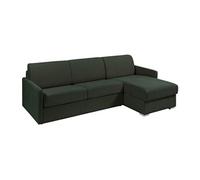 Vente-unique - Canapé d'angle Convertible Express et réversible en Tissu texturé Vert Sapin - Couchage 140 cm - Matelas 18 cm - CALIFE