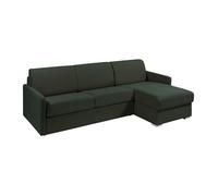 Vente-unique - Canapé d'angle Convertible Express et réversible en Tissu Vert Sapin - Couchage 160 cm - Matelas 14 cm - CALIFE