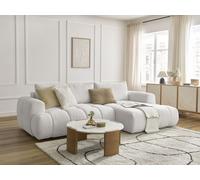 Canapé d'angle convertible FUJI tissu bouclette blanc angle droit BOBOCHIC 3 places Angle droit Blanc