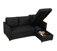 Canapé d'angle convertible - HOMCOM - 3 places - méridienne réversible - tissu aspect lin - 192x148x86cm - gris anthracite