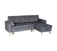 Canapé d'angle convertible james 3 places en velours gris
