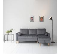Canapé d'angle convertible james 3 places en velours gris