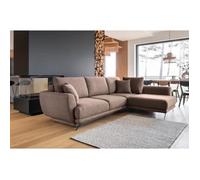 Canapé d'angle convertible - LARSON - en tissu Luxe, 5 places, marron, angle droit (vu de face)