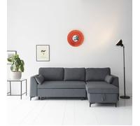 Happy Garden Canapé d'angle convertible Logan 3 places, coffre de rangement, gris chiné