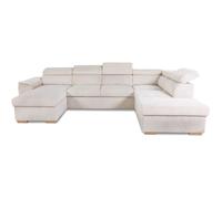 Generique Canapé d'angle convertible DAYTONA Velours côtelé beige 5-6 pl. coffre L326 H94 P216cm