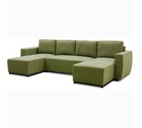 Generique Canapé d'angle convertible PHARELL 5/6 places tissu olive coffre L297×P155×H85 cm