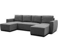 Canapé d'angle convertible PHARELL, 5/6 places, Tissu anthracite, Coffre de rangement, L297 x P155 x H85 cm