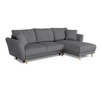 Canapé d'angle convertible réversible - 3 / 4 places - CLAUDIUS - Tissu Velours côtelé Anthracite - Coffre - 244 x 158 x 86 cm