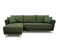 Generique Canapé d'angle convertible réversible CLAUDIUS 3-4 places Tissu Vert Olive Coffre