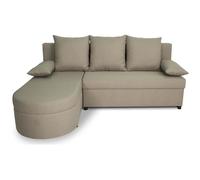 Canapé d'angle convertible réversible 3 places JEN - Tissu Beige - Style contemporain - L196 x H88 x P159 cm
