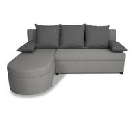 Canapé d'angle convertible réversible 3 places JEN - Tissu Gris - Style contemporain - L196 x H88 x P159 cm