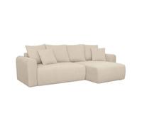 Canapé d'angle convertible réversible 3 places tissu chenille avec coffre de rangement greige - Almo