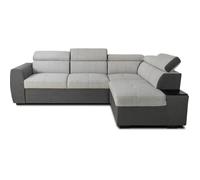 Generique Canapé d'angle convertible réversible KELIO 4/5 places Tissu Anthracite/Gris 3 tétières