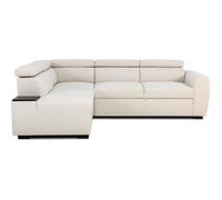 Canapé d'angle convertible réversible - 4/5 places - KELIO - Tissu Beige - 3 tétières - 245 x 184 x 77/87 cm