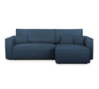 Canapé d'angle convertible réversible 4 places en tissu chenille bleu foncé - Livia