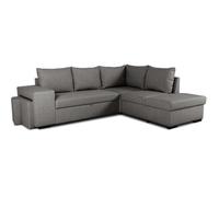 Canapé d'angle convertible réversible 4 places MITCHELL - Tissu Anthracite - L 247 x P 91 x H 205 cm - Coffre de rangement