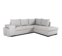 Canapé d'angle convertible réversible 4 places MITCHELL - Tissu Gris - L 247 x P 91 x H 205 cm - Coffre de rangement