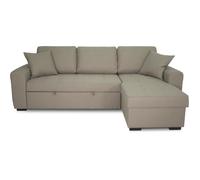 Canapé d'angle convertible réversible 4 places - Tissu beige - L 244 x P 151 x H 90 - HAMILTON - Fabriqué en Ukraine