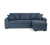 Canapé d'angle convertible réversible - 4 places - Tissu Bleu - HAMILTON - L 244 x P 151 x H 90 - Fabriqué en Ukraine
