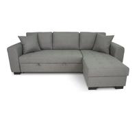 Canapé d'angle convertible réversible 4 places - Tissu gris clair - L 244 x P 151 x H 90 -HAMILTON -Fabriqué en Ukraine
