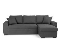 Canapé d'angle convertible réversible 4 places - Tissu gris - L 244 x P 151 x H 90 - HAMILTON - Fabriqué en Ukraine