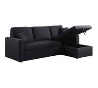 Habitat et Jardin – Canapé d'angle convertible réversible Alain – 221x145x85 cm – 3 places – Noir