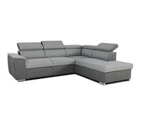 Canapé d'angle convertible réversible avec coffre - 5 places - DAYTONA - Tissu gris et anthracite - 260 x 77 / 94 x 216 cm