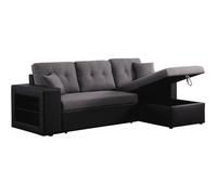 Canapé d'angle convertible/réversible ""Axel"" - 3 places - Noir/Gris