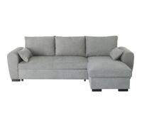 Canapé d'angle convertible réversible MAX - Méridienne avec coffre - Tissu gris clair - L 240 x P 143 x H 85 cm