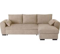 Canapé d'angle convertible réversible, Méridienne avec coffre, Tissu bleu, L 240 x P 143 x H 85 cm
