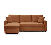 Canapé d'angle convertible Rico velours côtelé Terracotta