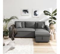 Happy Garden Canapé d'angle convertible Clark 3 places en simili méridienne réversible coffre Gris