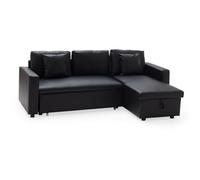 Happy Garden Canapé d'angle convertible CLARK simili 3 places méridienne réversible Noir