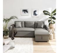 Canapé d'angle convertible simili clark 3 places taupe