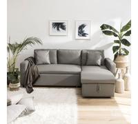 Canapé d'angle convertible simili clark 3 places taupe