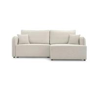 Canapé d'angle convertible tissu lisse 3 places Beige Gauche