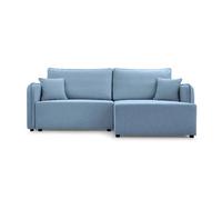 Canapé d'angle convertible tissu lisse 3 places Bleu Droit