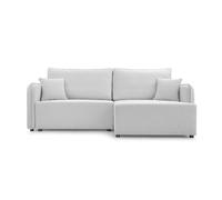 Canapé d'angle convertible tissu lisse 3 places Gris clair Gauche
