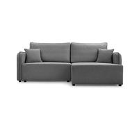 Canapé d'angle convertible tissu lisse 3 places Gris foncé Gauche