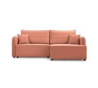 Canapé d'angle convertible tissu lisse 3 places Terracotta Droit