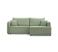 Canapé d'angle convertible tissu lisse 3 places Vert Gauche