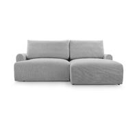 Canapé d'angle convertible tissu lisse 4 places Gris clair Droit