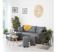 Happy Garden Canapé d'angle convertible Tony 3 places – méridienne réversible, coffre – gris