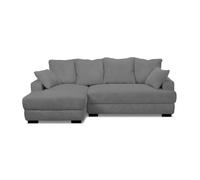 Canapé d'angle convertible velours côtelé 4 places Droit Gris foncé