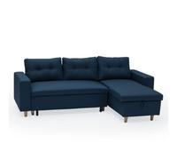 Canapé d'angle convertible wade 3 places bleu