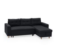 Happy Garden Canapé d'angle convertible Wade 3 pl méridienne réversible, coffre, gris anthracite