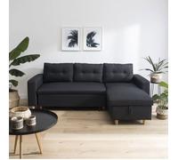 Happy Garden Canapé d'angle convertible Wade 3 pl méridienne réversible, coffre, gris anthracite