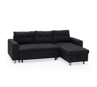 Happy Garden Canapé d'angle convertible Wade 3 pl méridienne réversible, coffre, gris anthracite