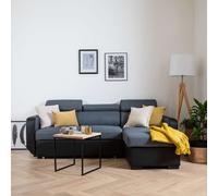 Happy Garden Canapé d'angle convertible Warren 3 places gris chiné et noir