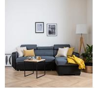 Happy Garden Canapé d'angle convertible Warren 3 places gris chiné et noir